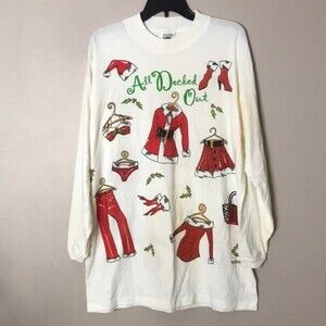 Vintage‎ ladies Christmas fashion long sleeve shirt size large 100% cotton